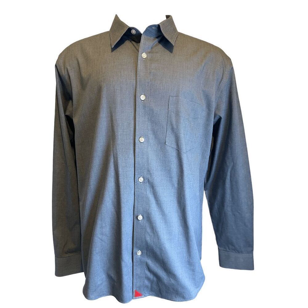 UntuckIt Button Down Shirt for Men Sz XXL Slim Fit Pocket Accent Blue